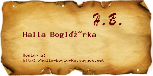 Halla Boglárka névjegykártya
