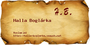 Halla Boglárka névjegykártya